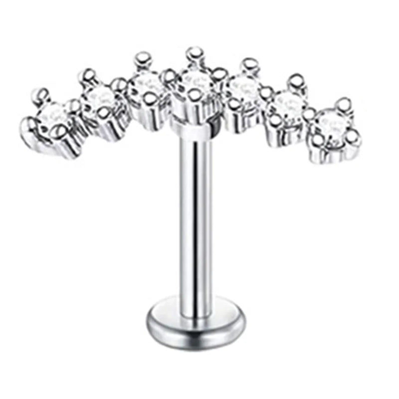 Crystal Flower Tragus Stud – 16G Cartilage Piercing