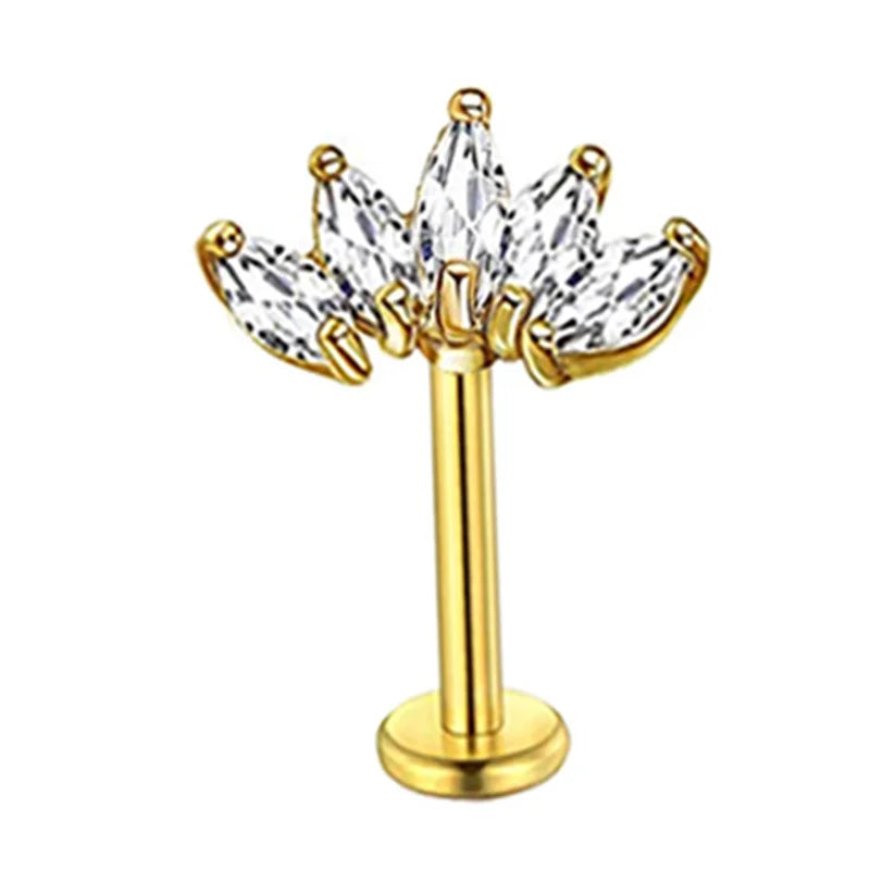 Crystal Flower Tragus Stud – 16G Cartilage Piercing