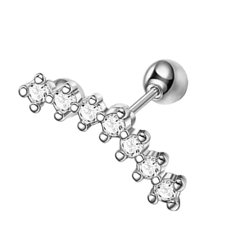 Crystal Flower Tragus Stud – 16G Cartilage Piercing
