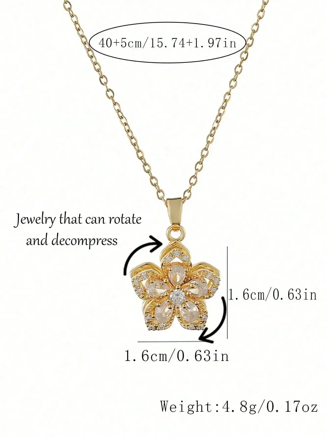 Plum Blossom Rotatable Necklace – Cubic Zirconia