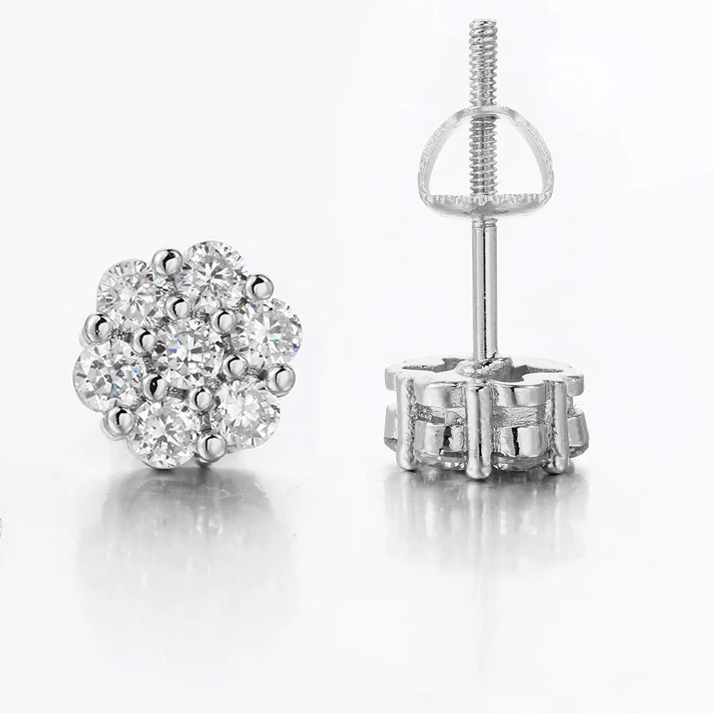 7mm CZ Flower Stud Earrings – Gold & Silver