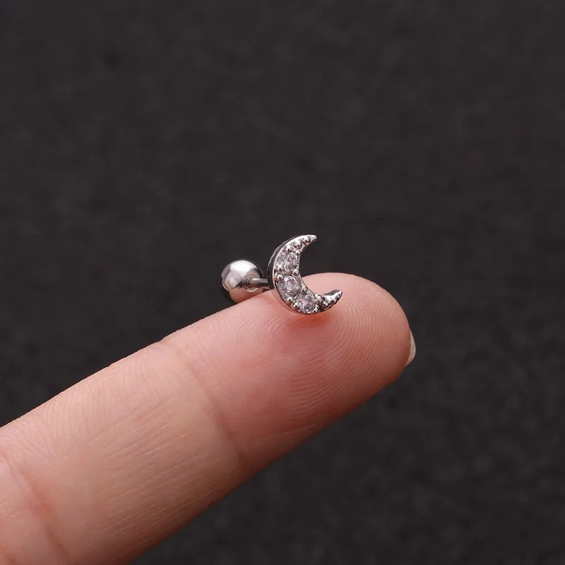 Crystal Flower Tragus Stud – 16G Cartilage Piercing