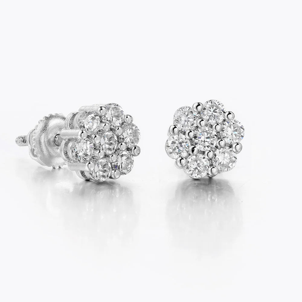 7mm CZ Flower Stud Earrings – Gold & Silver