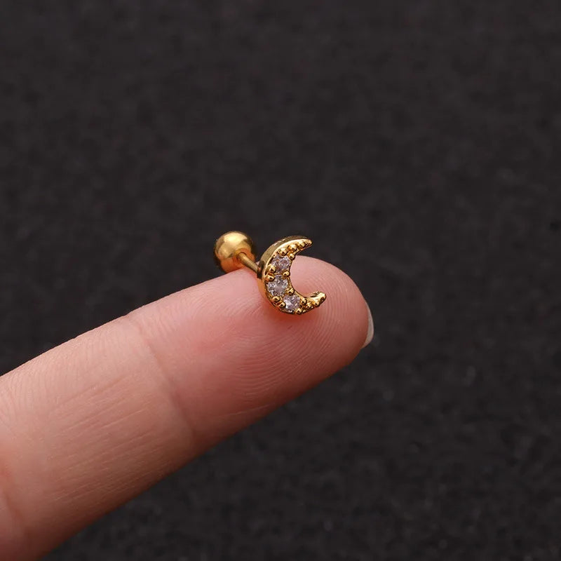 Crystal Flower Tragus Stud – 16G Cartilage Piercing