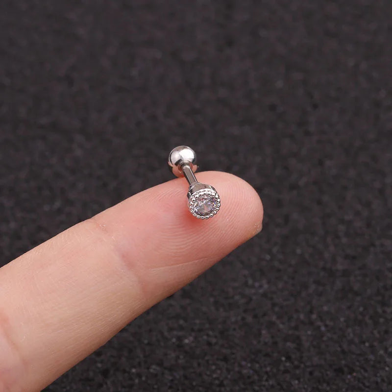 Crystal Flower Tragus Stud – 16G Cartilage Piercing