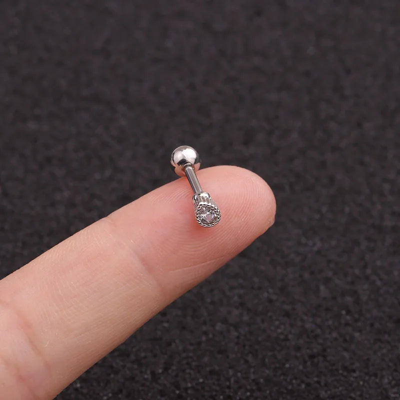 Crystal Flower Tragus Stud – 16G Cartilage Piercing