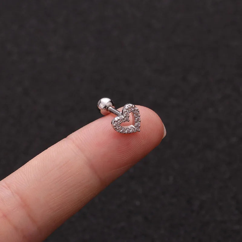 Crystal Flower Tragus Stud – 16G Cartilage Piercing