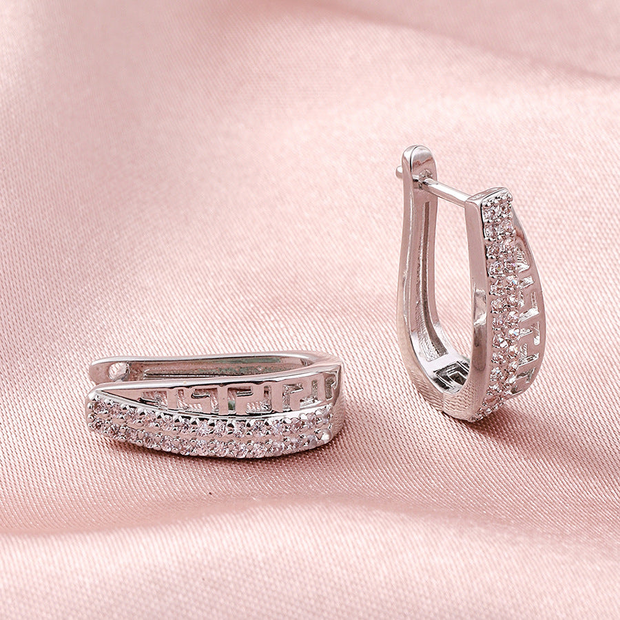 14K Gold Zircon Button Ear Clips