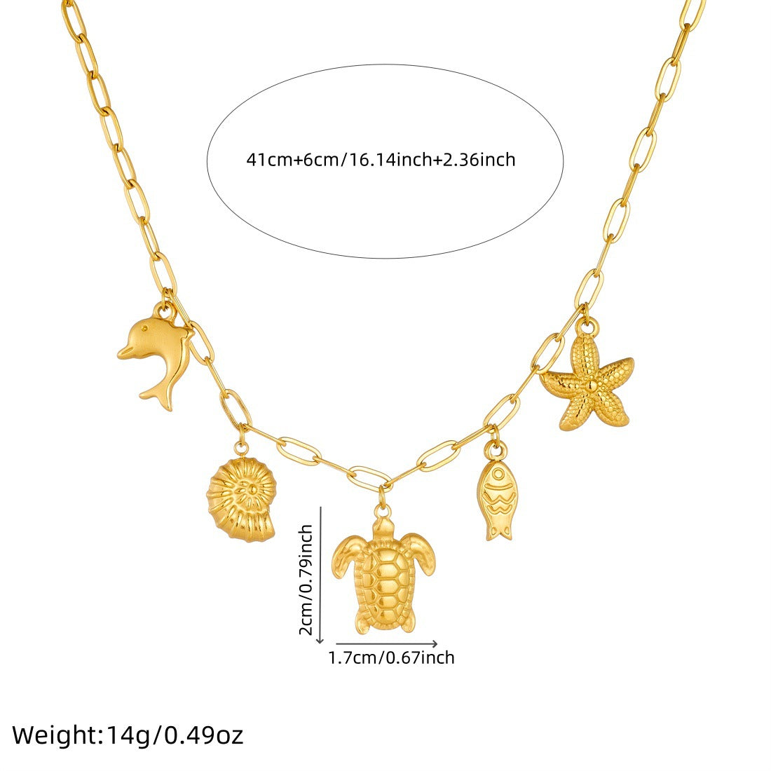 Ocean Charm Clavicle Necklace | KAH Jewelry