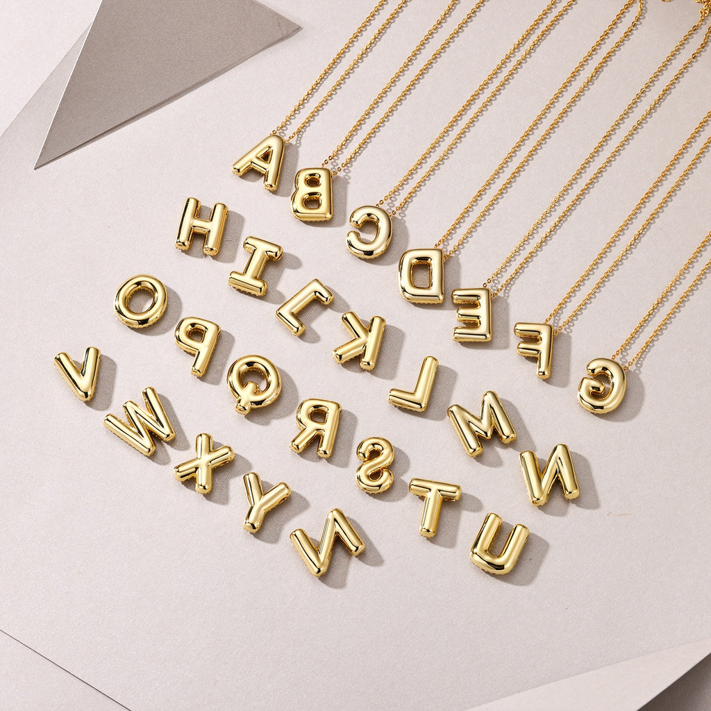 Moissanite Bubble Letter Pendant Necklace | KAH Jewelry