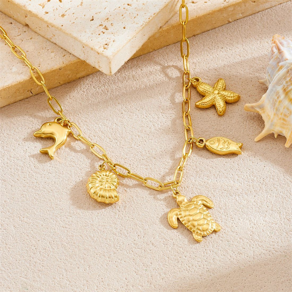 Ocean Charm Clavicle Necklace | KAH Jewelry