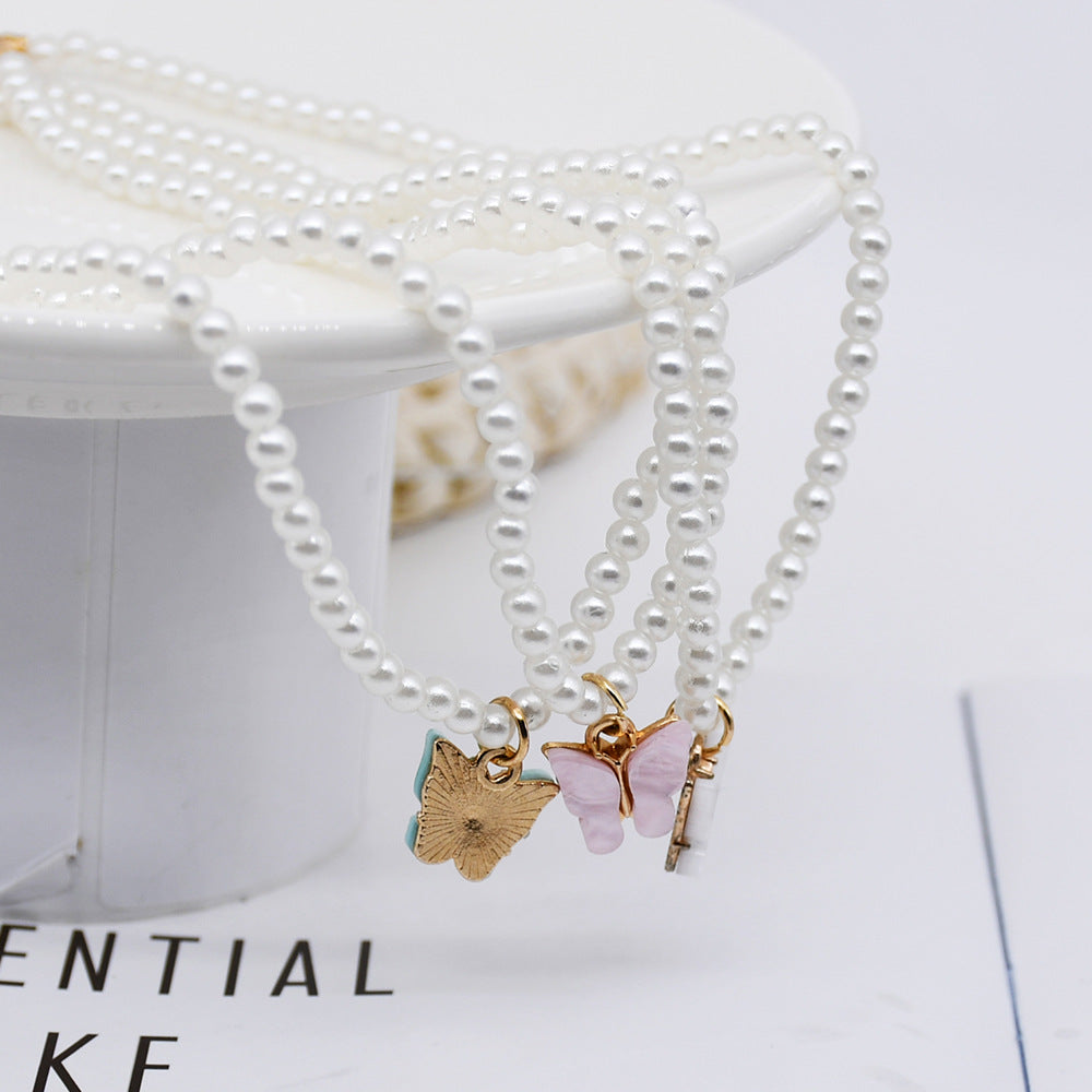 Pearl & Butterfly Choker Necklace | KAH Jewelry