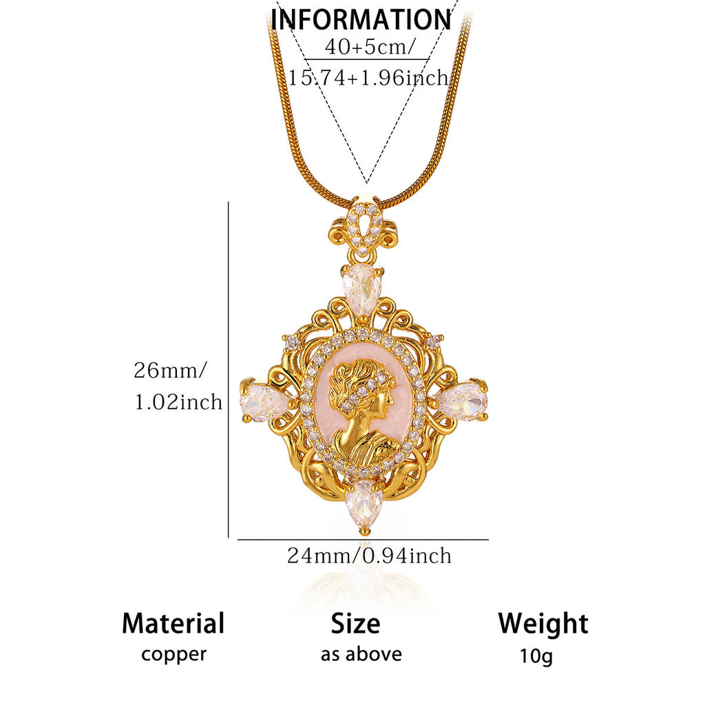 Gold-Plated Zircon Pendant Necklace