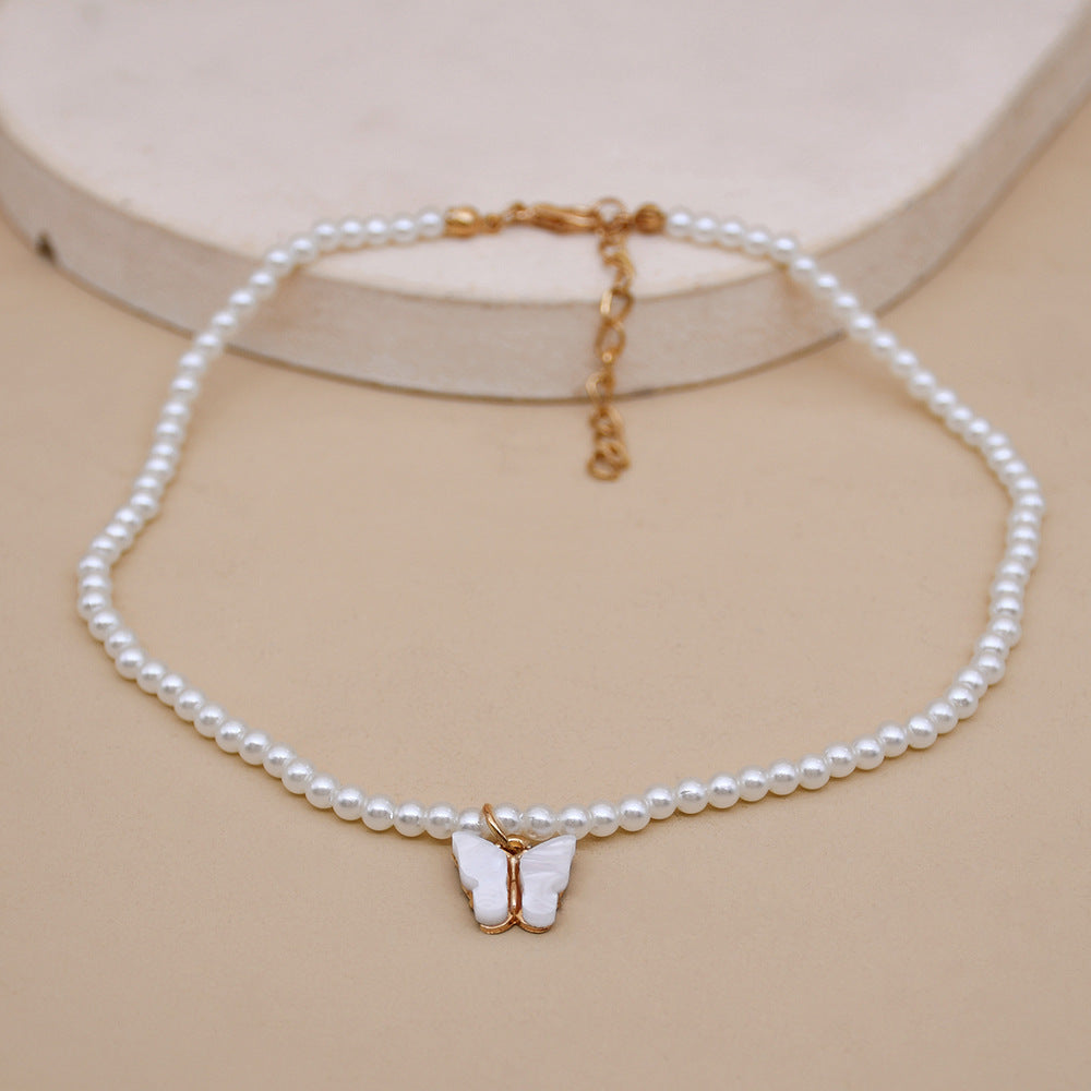 Pearl & Butterfly Choker Necklace
