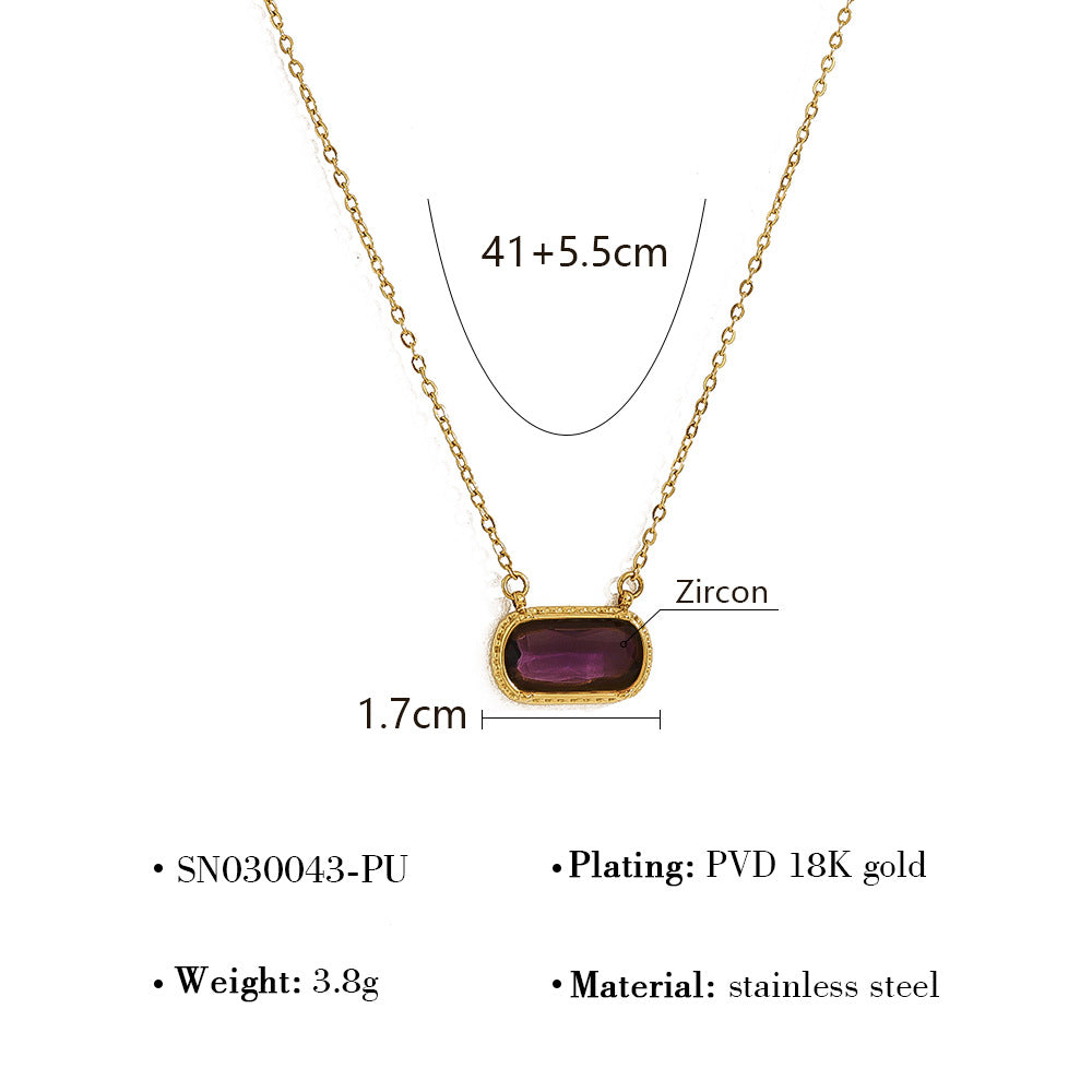 Oval & Square Inlay Pendant Necklace