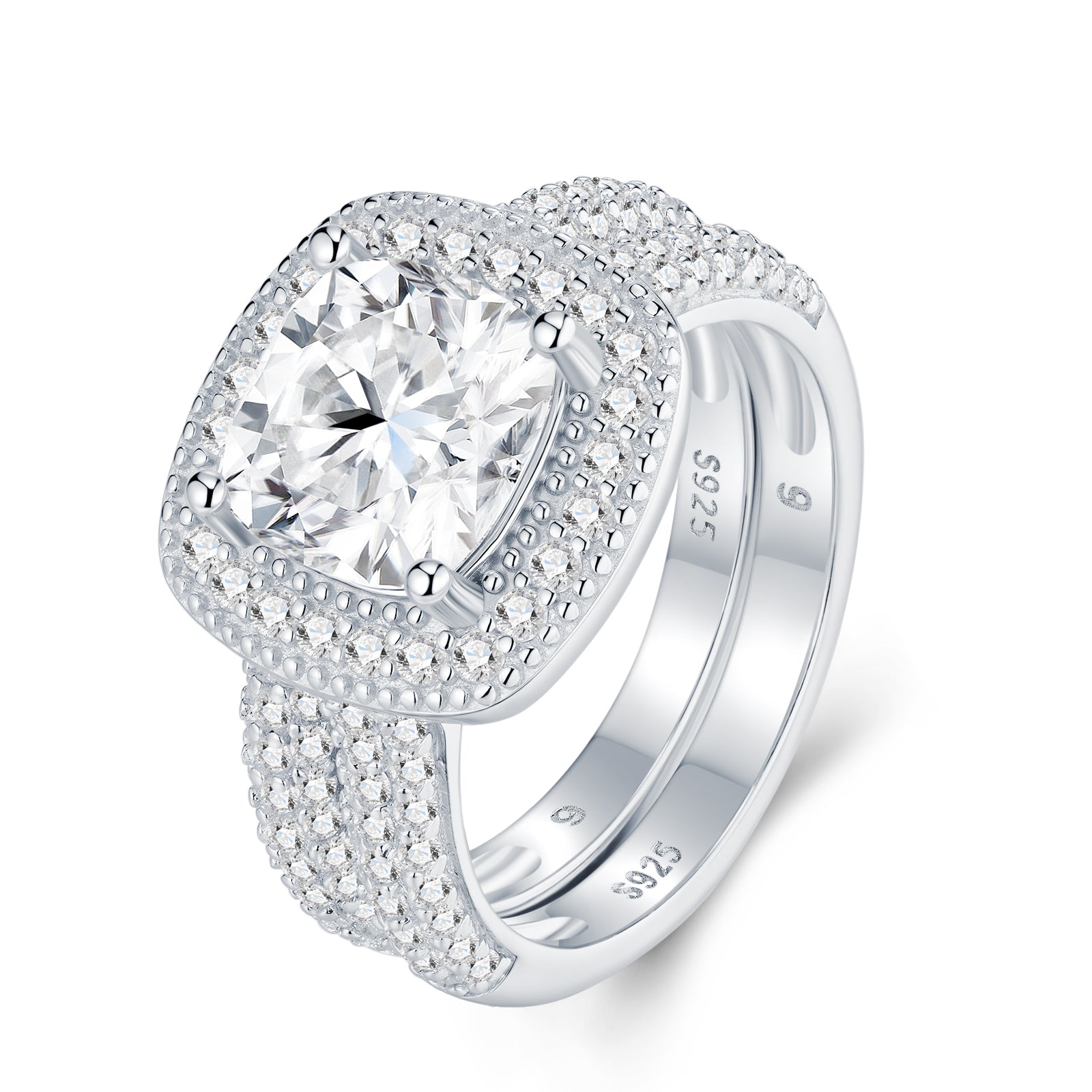 S925 Moissanite Platinum Silver Jewelry Set | KAH Jewelry
