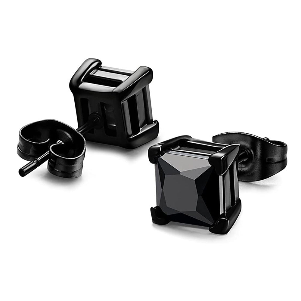 Punk Black Zircon Stud Earrings | KAH Jewelry