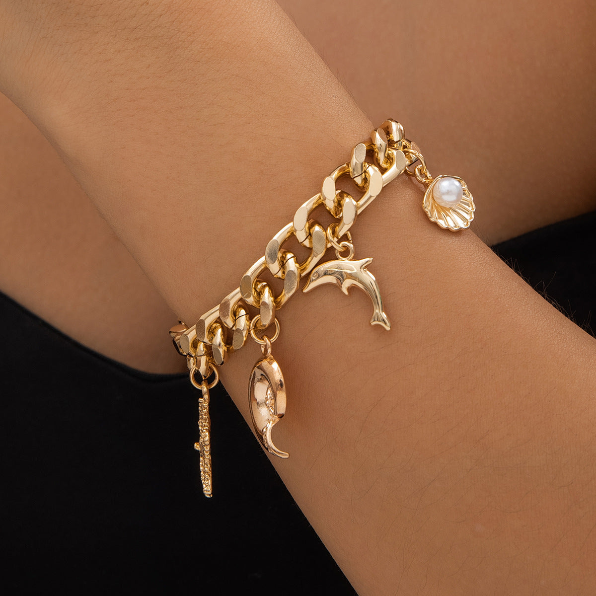 Boho Starfish Conch Choker & Bracelet Set