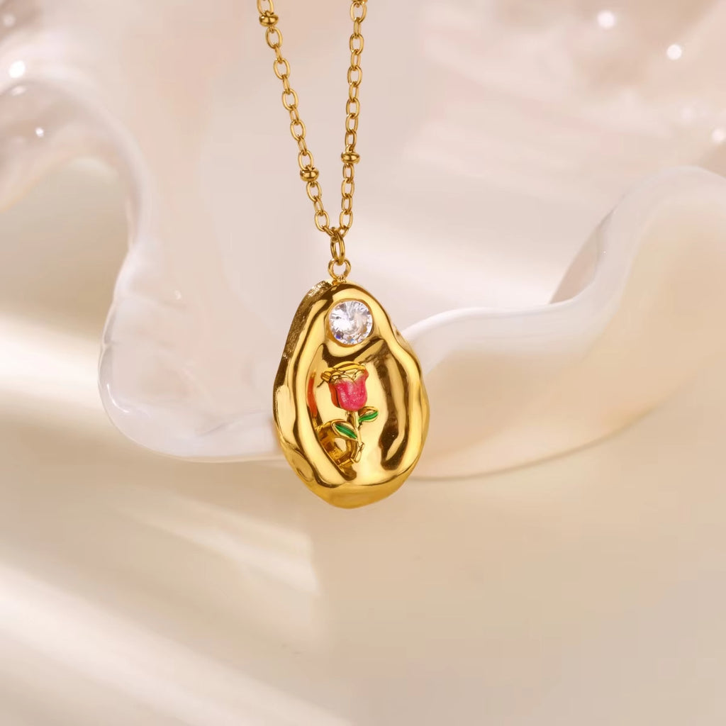 18K Gold Zircon Choker Necklace