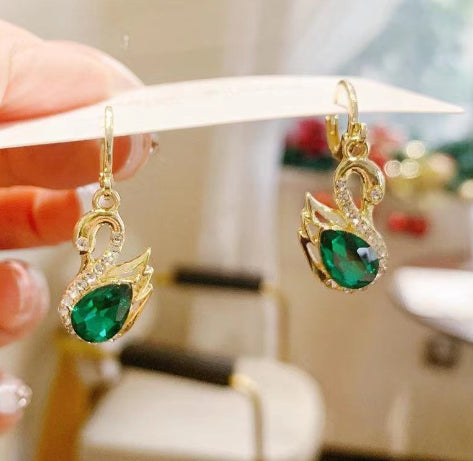 Rhinestone Swan Drop Earrings