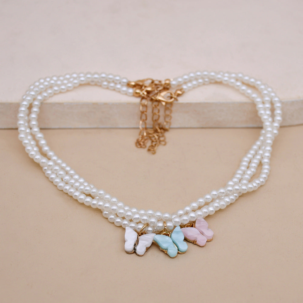 Pearl & Butterfly Choker Necklace | KAH Jewelry