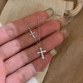 Full Diamond Double Cross Necklace