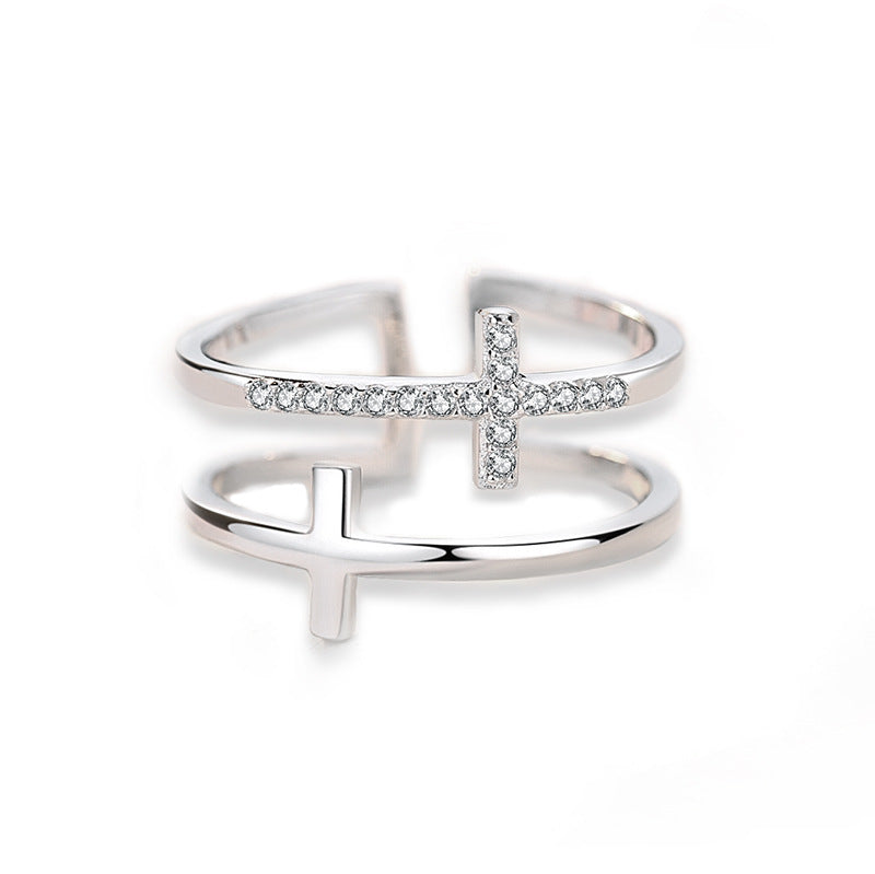 Double Cross Zircon Ring | KAH Jewelry