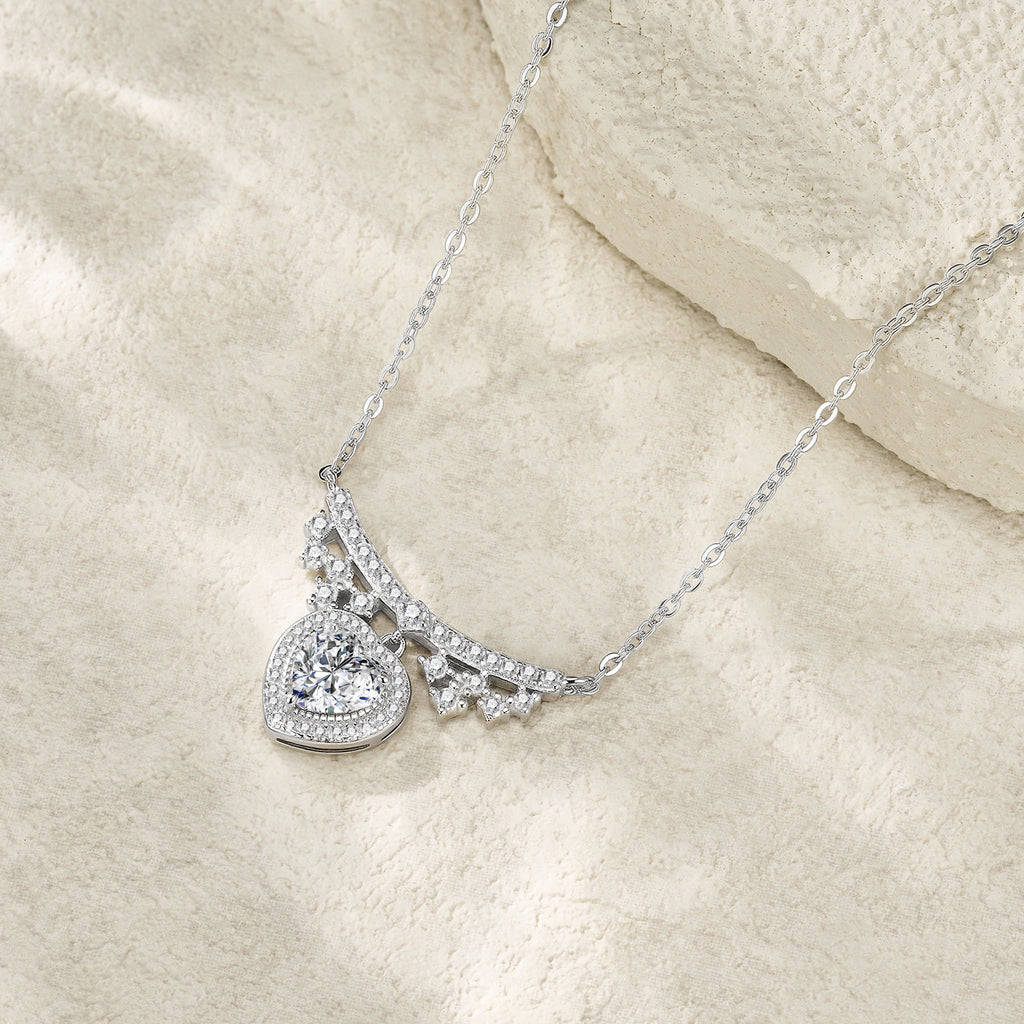 Moissanite Platinum-Plated Pendant Necklace | KAH Jewelry
