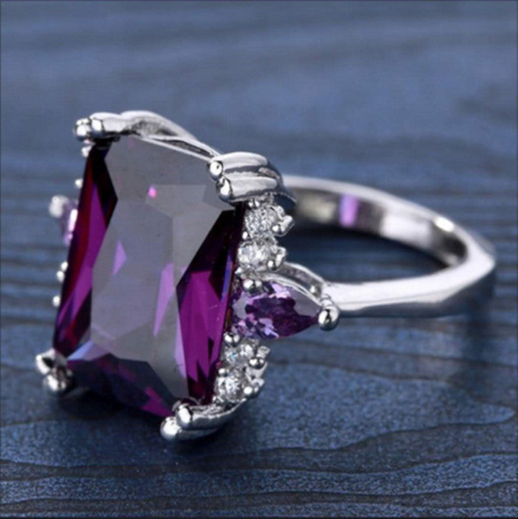 Purple Zircon Teardrop Ring | KAH Jewelry