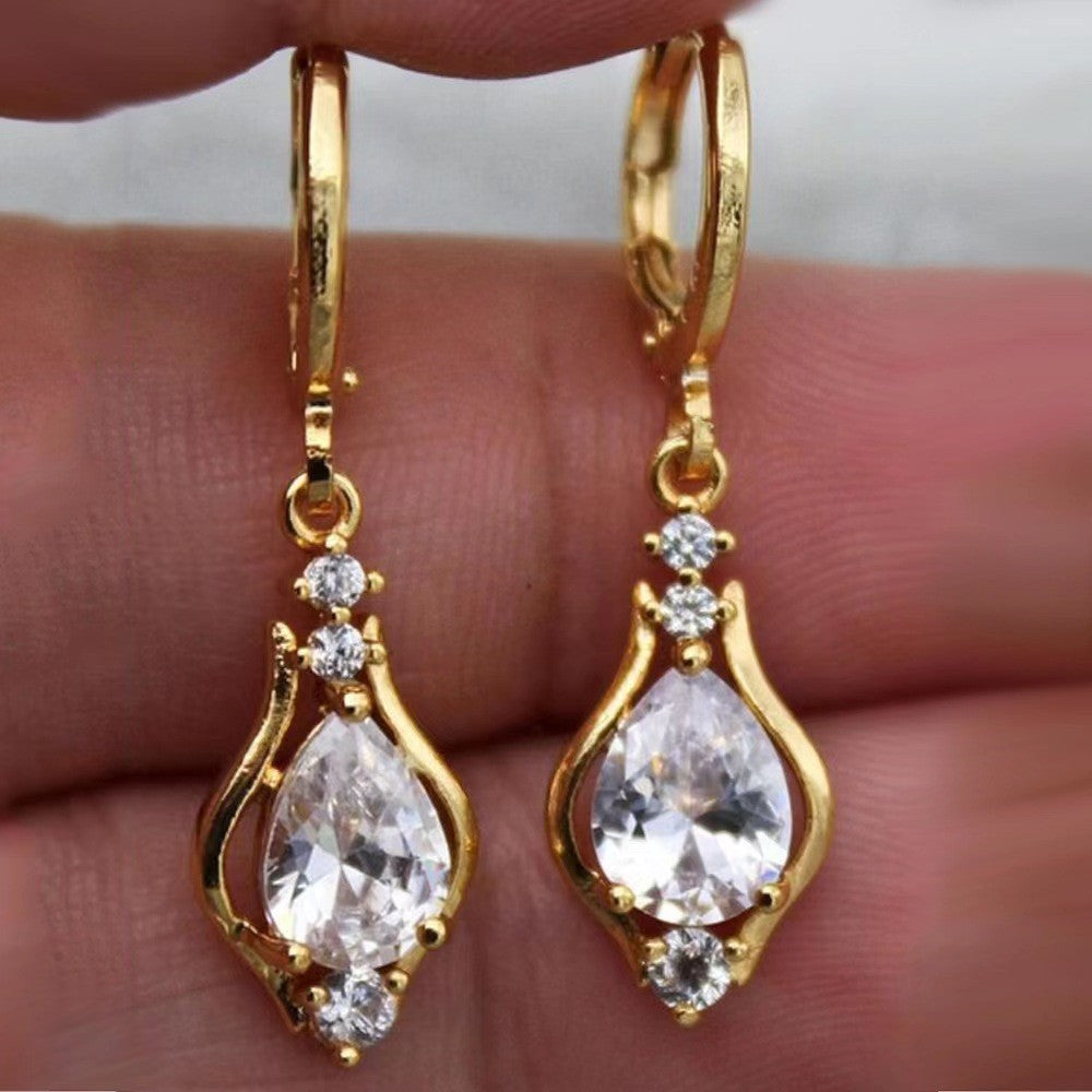 Purple Zircon Teardrop Earrings