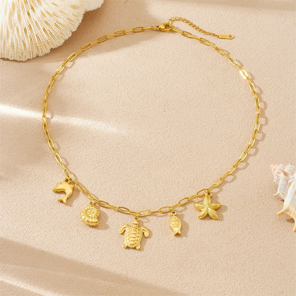 Ocean Charm Clavicle Necklace | KAH Jewelry