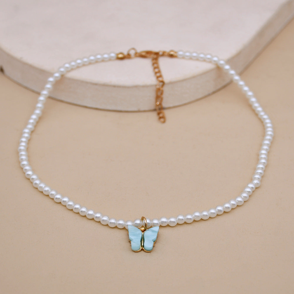 Pearl & Butterfly Choker Necklace
