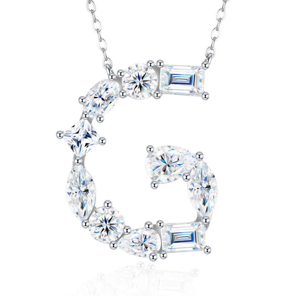 Moissanite Initial Letter Pendant Necklace | KAH Jewelry
