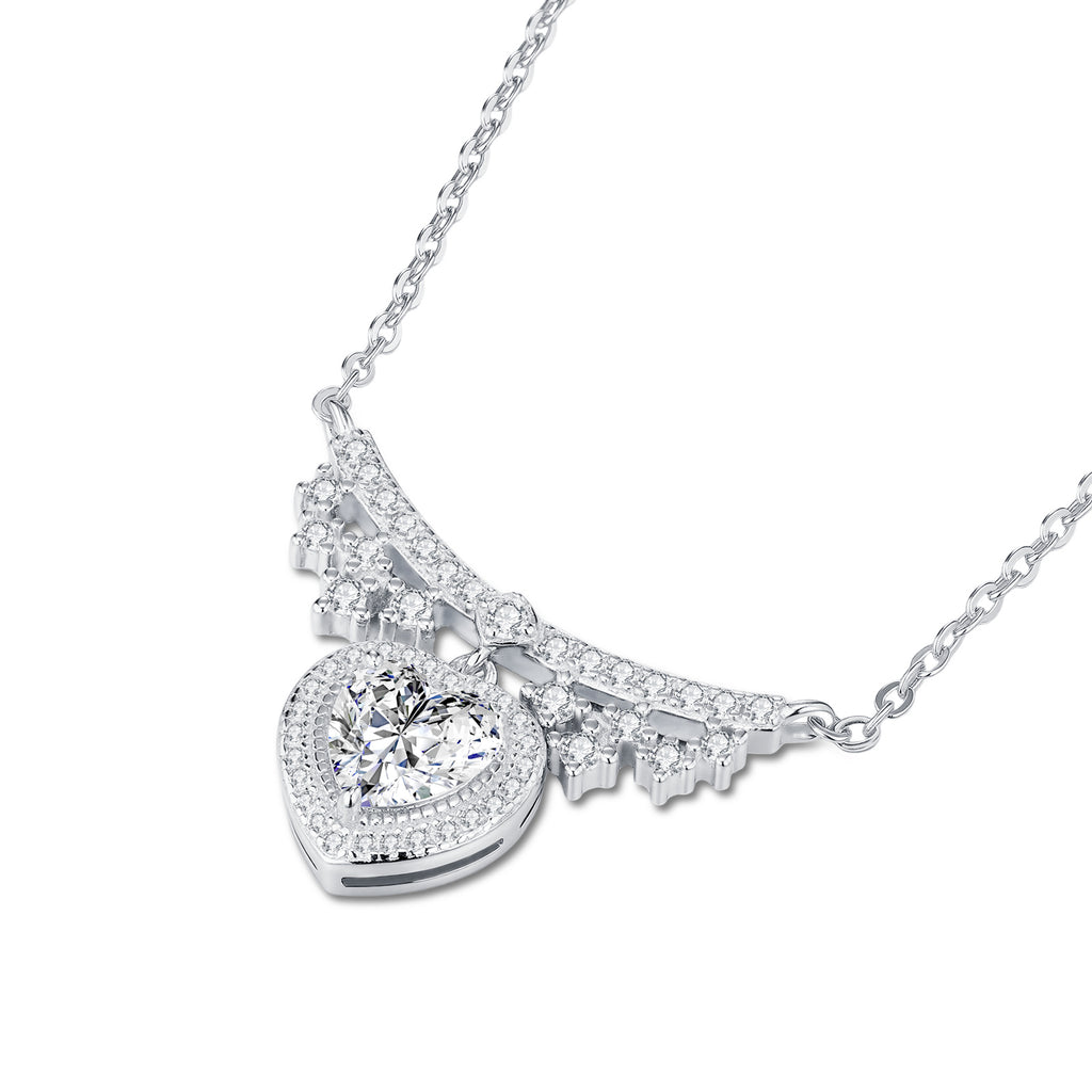 Moissanite Platinum-Plated Pendant Necklace | KAH Jewelry