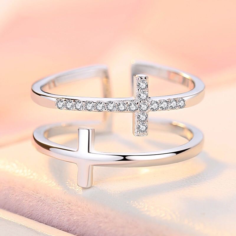Double Cross Zircon Ring | KAH Jewelry