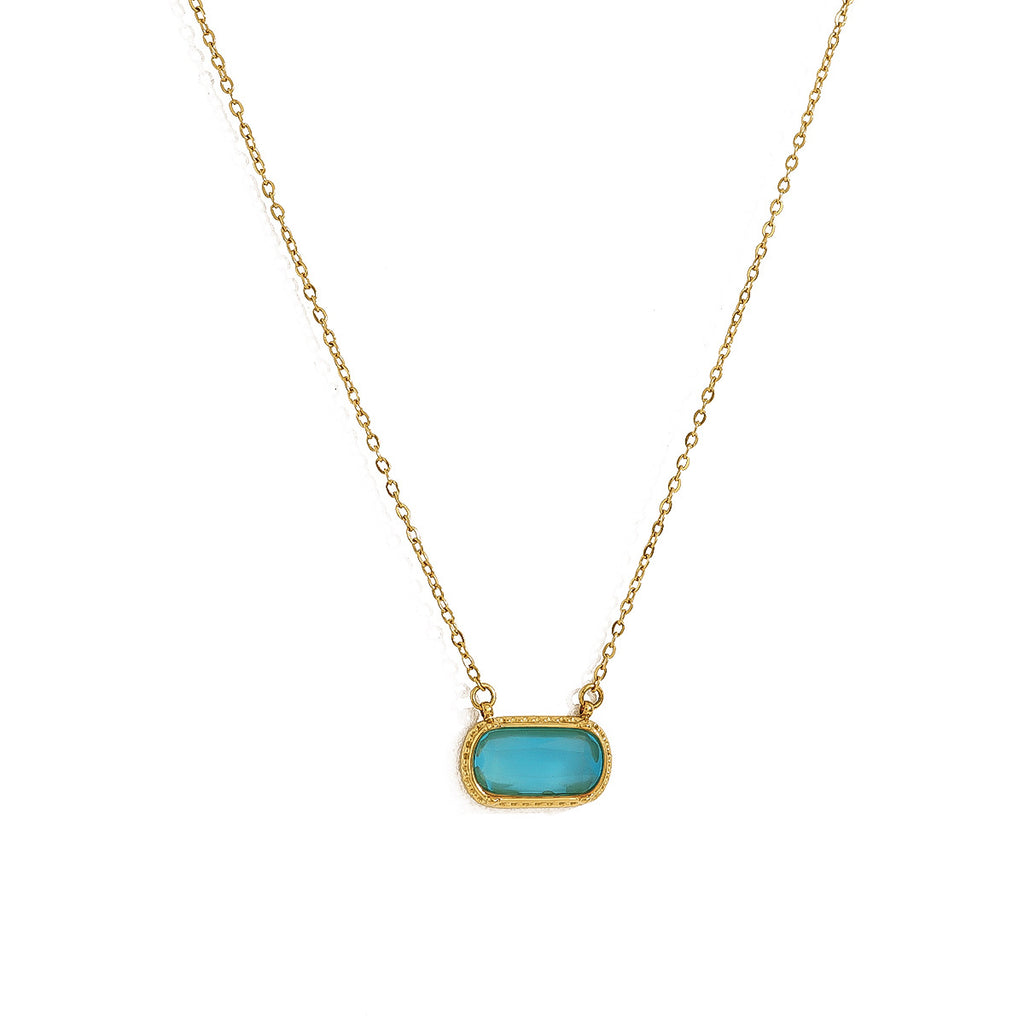 Oval & Square Inlay Pendant Necklace | KAH Jewelry